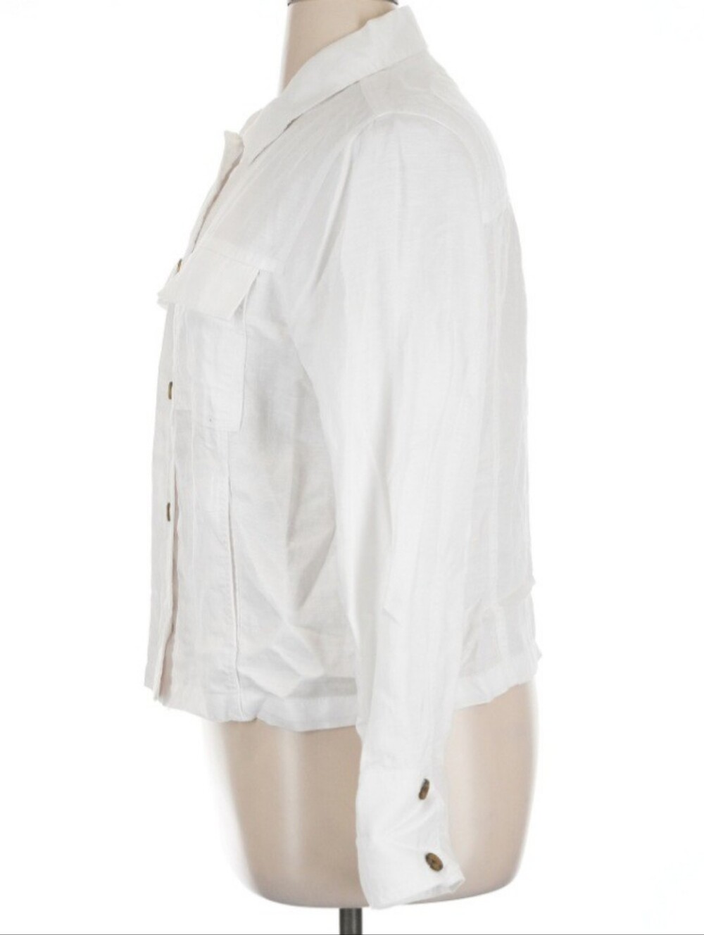 Nicole Miller White Linen Button Down Lightweight Crop Jacket Shirt Sz XL EUC - Picture 2 of 7